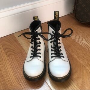Dr. Martens White and Black Leather Boots
